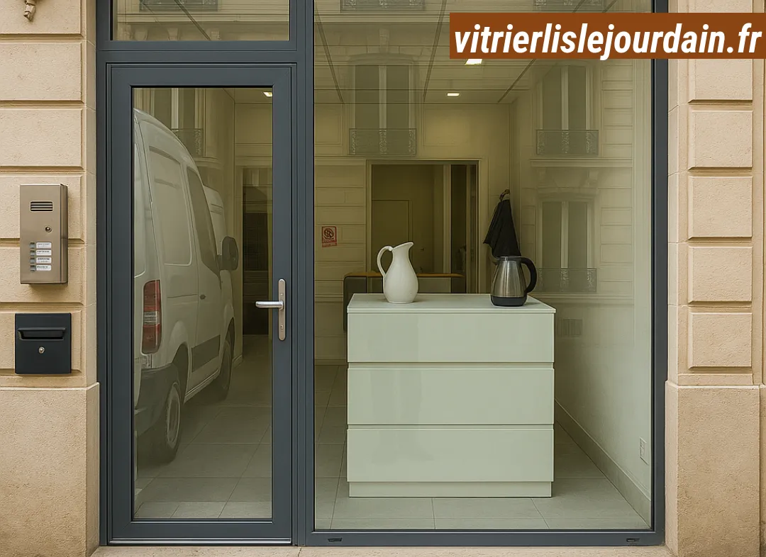 Façade vitrine de magasin en aluminium sur mesure à L'Isle-Jourdain